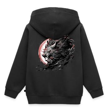 Mecha Tier Tiger Wolf Fuchs Pferd Cyborg - Kinder Premium Organic Hoodie - Schwarz - Hinten - AI Model Kid Male (0cm)