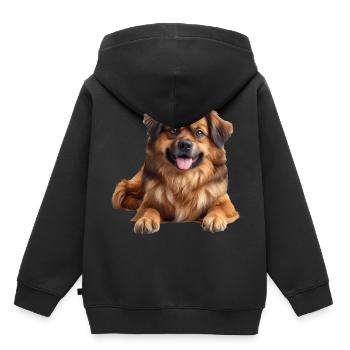 Épagneul tibétain - Sweat Premium à capuche enfant bio - noir - Dos - AI Model Kid Male (0cm)