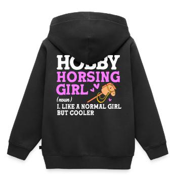 Hobby Cheval Hobby Horsing Hobbyhorsing - Sweat Premium à capuche enfant bio - noir - Dos - AI Model Kid Male (0cm)
