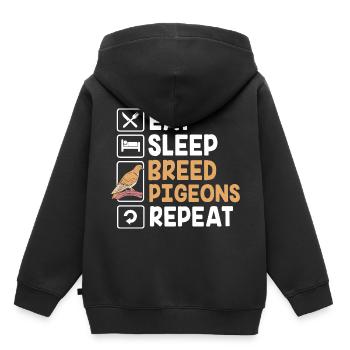 Pigeons pigeons - Sweat Premium à capuche enfant bio - noir - Dos - AI Model Kid Male (0cm)