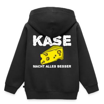 Käse - Kinder Premium Organic Hoodie - Schwarz - Hinten - AI Model Kid Male (0cm)