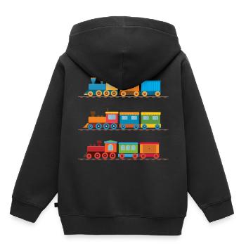 Zug - Kinder Premium Organic Hoodie - Schwarz - Hinten - AI Model Kid Male (0cm)