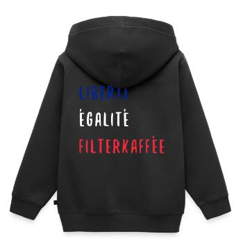 Liberte Egalite Filterkaffee Frankreich Lustig - Kinder Premium Organic Hoodie - Schwarz - Hinten - AI Model Kid Male (0cm)