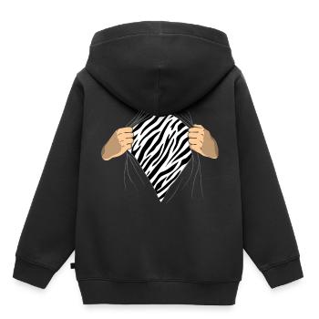 Zebra - Kinder Premium Organic Hoodie - Schwarz - Hinten - AI Model Kid Male (0cm)