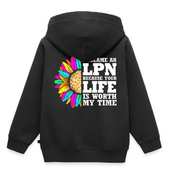 Infirmière Infirmière Infirmière - Sweat Premium à capuche enfant bio - noir - Dos - AI Model Kid Male (0cm)