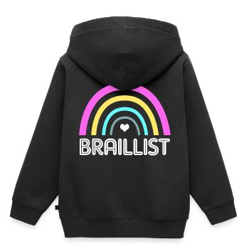 Blind Blindenschrift Braille - Kinder Premium Organic Hoodie - Schwarz - Hinten - AI Model Kid Male (0cm)