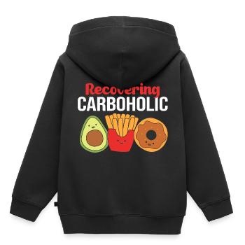 Régime Keto - Sweat Premium à capuche enfant bio - noir - Dos - AI Model Kid Male (0cm)
