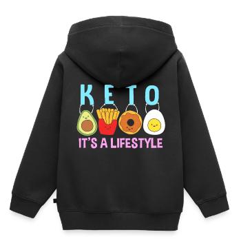 Régime Keto - Sweat Premium à capuche enfant bio - noir - Dos - AI Model Kid Male (0cm)