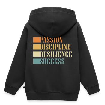 Résilience de bourreau de travail - Sweat Premium à capuche enfant bio - noir - Dos - AI Model Kid Male (0cm)