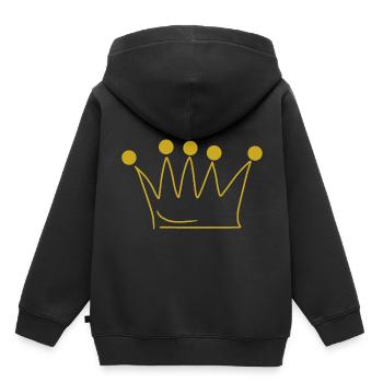 Emoji Krone Kronen Skizze gold - Kinder Premium Organic Hoodie - Schwarz - Hinten - AI Model Kid Male (0cm)