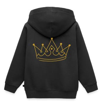 Emoji Krone Kronen Skizze gold - Kinder Premium Organic Hoodie - Schwarz - Hinten - AI Model Kid Male (0cm)