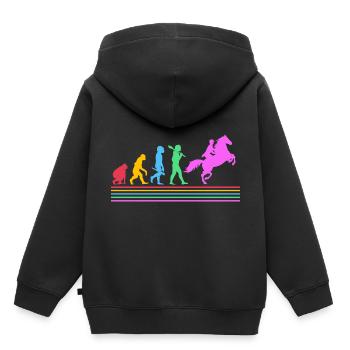 Évolution des courses de chevaux - Sweat Premium à capuche enfant bio - noir - Dos - AI Model Kid Male (0cm)