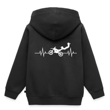 Herzschlag - Heartbeat - Motocross - Motorrad - Kinder Premium Organic Hoodie - Schwarz - Hinten - AI Model Kid Male (0cm)