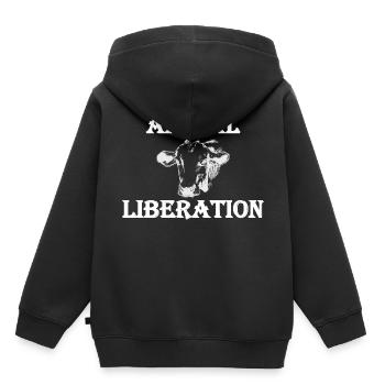 Libération animale - Sweat Premium à capuche enfant bio - noir - Dos - AI Model Kid Male (0cm)