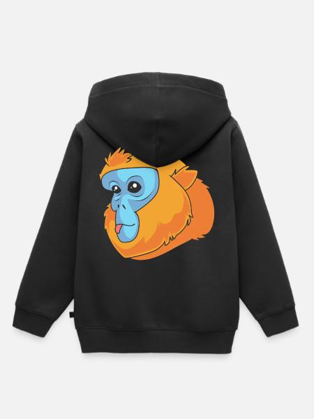 Stupsnasenaffe Affe Schimpanse - Kinder Premium Organic Hoodie - Schwarz