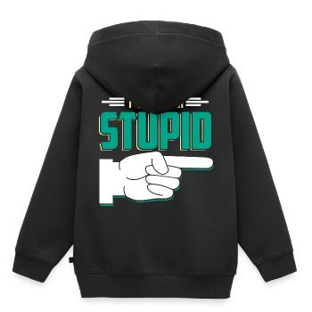 Citation drôle - Sweat Premium à capuche enfant bio - noir - Dos - AI Model Kid Male (0cm)