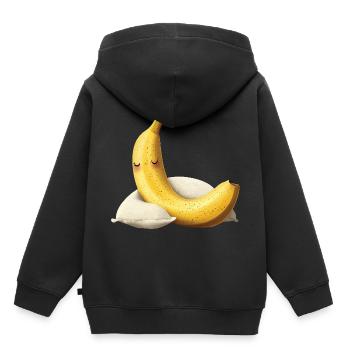 Banane - Kinder Premium Organic Hoodie - Schwarz - Hinten - AI Model Kid Male (0cm)