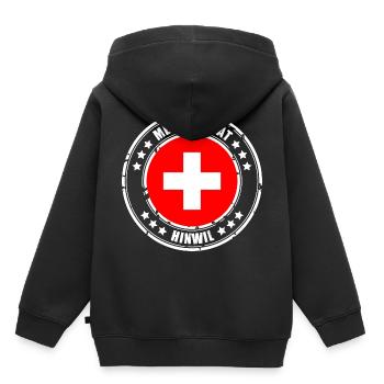 MEINE HEIMAT HINWIL - Kinder Premium Organic Hoodie - Schwarz - Hinten - AI Model Kid Male (0cm)