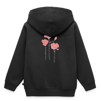 Fleurs roses - Sweat Premium à capuche enfant bio - noir - Dos - AI Model Kid Male (0cm)