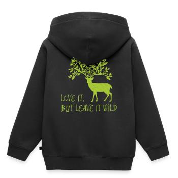 Cerf Sauvage - Sweat Premium à capuche enfant bio - noir - Dos - AI Model Kid Male (0cm)