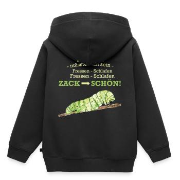 Raupe Fressen Tiere - Kinder Premium Organic Hoodie - Schwarz - Hinten - AI Model Kid Male (0cm)