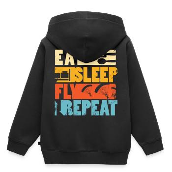 Paragliding - Kinder Premium Organic Hoodie - Schwarz - Hinten - AI Model Kid Male (0cm)