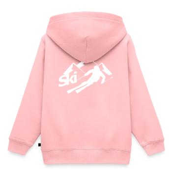 Geschenk für einen Skifahrer - Kinder Premium Organic Hoodie - Rosa - Hinten - AI Model Kid Female (0cm)