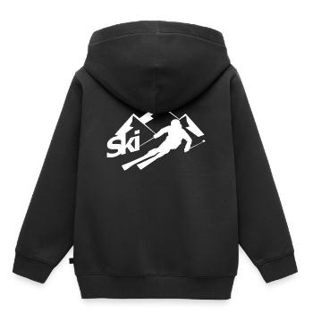 Geschenk für einen Skifahrer - Kinder Premium Organic Hoodie - Schwarz - Hinten - AI Model Kid Male (0cm)