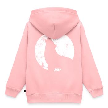 Wolf Mond - Kinder Premium Organic Hoodie - Rosa - Hinten - AI Model Kid Female (0cm)