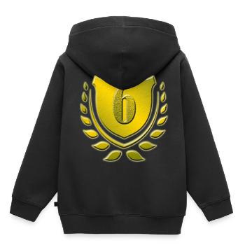 6 ans, 6ème anniversaire, fête d'anniversaire - Sweat Premium à capuche enfant bio - noir - Dos - AI Model Kid Male (0cm)