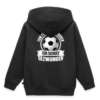 Pour le football né blanc forcé à l'école - Sweat Premium à capuche enfant bio - noir - Dos - AI Model Kid Male (0cm)