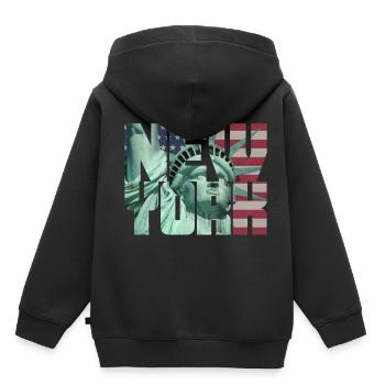New York Statue de la Liberté Liberty USA flag flag - Sweat Premium à capuche enfant bio - noir - Dos - AI Model Kid Male (0cm)
