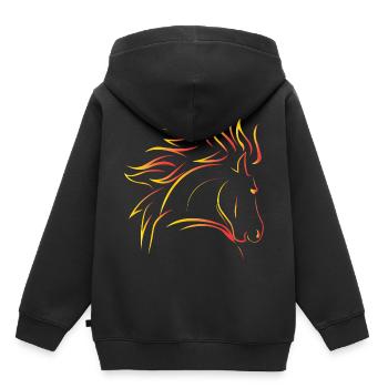 Cheval sauvage - Sweat Premium à capuche enfant bio - noir - Dos - AI Model Kid Male (0cm)