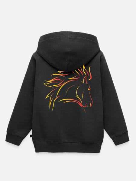 Pferd Wildpferd - Kinder Premium Organic Hoodie - Schwarz