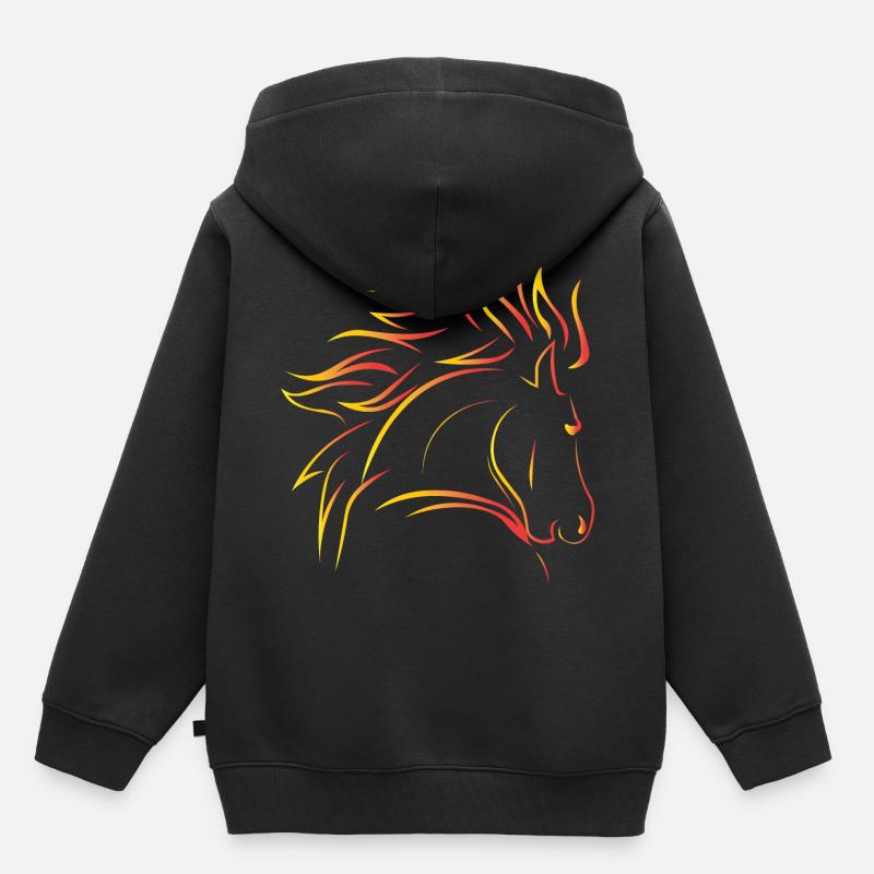 Cheval sauvage - Sweat Premium à capuche enfant bio - noir