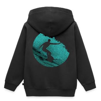 Surfer, Surfen, Geschenk - Kinder Premium Organic Hoodie - Schwarz - Hinten - AI Model Kid Male (0cm)
