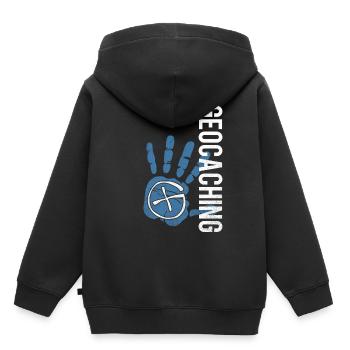 geocaching - Sweat Premium à capuche enfant bio - noir - Dos - AI Model Kid Male (0cm)