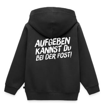 Aufgeben kannst Du bei der Post - Kinder Premium Organic Hoodie - Schwarz - Hinten - AI Model Kid Male (0cm)