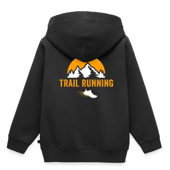 Trailrunning Berglauf T-Shirt - Kinder Premium Organic Hoodie - Schwarz - Hinten - AI Model Kid Male (0cm)