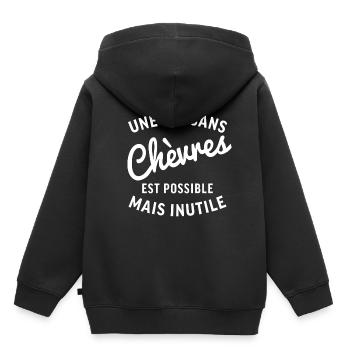 Une vie sans chèvres est possible mais inutile - Sweat Premium à capuche enfant bio - noir - Dos - AI Model Kid Male (0cm)