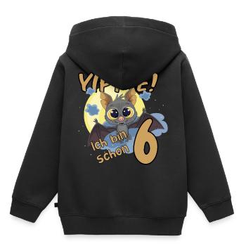 ICH BIN 6 GEBURTSTAG KINDER FLEDERMAUS - Kinder Premium Organic Hoodie - Schwarz - Hinten - AI Model Kid Male (0cm)
