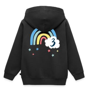 3ème anniversaire arc-en-ciel - Sweat Premium à capuche enfant bio - noir - Dos - AI Model Kid Male (0cm)