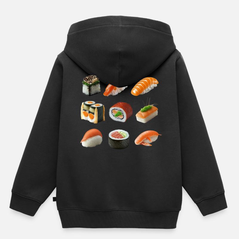 Different sushi variations - Kids Premium Organic Hoodie - black