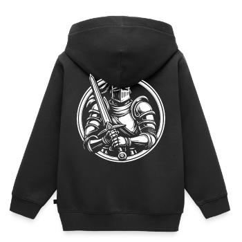 Ritter Logo Design für den Mittelalter Fan - Kinder Premium Organic Hoodie - Schwarz - Hinten - AI Model Kid Male (0cm)