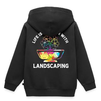 Landschaftsgärtner Gärtner Gärtnerei Garten - Kinder Premium Organic Hoodie - Schwarz - Hinten - AI Model Kid Male (0cm)