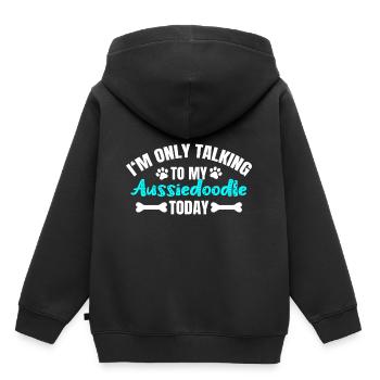 Aussiedoodle Propriétaire Propriétaire - Sweat Premium à capuche enfant bio - noir - Dos - AI Model Kid Male (0cm)