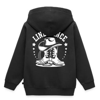 La danse en ligne : mon hobby - ma passion - mon truc - Sweat Premium à capuche enfant bio - noir - Dos - AI Model Kid Male (0cm)