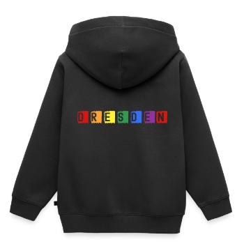 Dresden - Kinder Premium Organic Hoodie - Schwarz - Hinten - AI Model Kid Male (0cm)