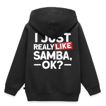 Samba - Kinder Premium Organic Hoodie - Schwarz - Hinten - AI Model Kid Male (0cm)