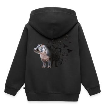 Nilpferd - Kinder Premium Organic Hoodie - Schwarz - Hinten - AI Model Kid Male (0cm)